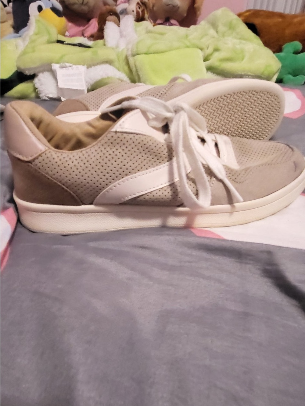 Old Navy Beige and White Kids' Perforated Sneakers